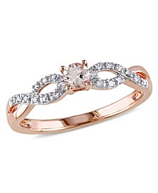 Morganite (1/6 ct. t.w.) and Diamond (1/10 ct. t.w.) Rose Gold Plated Silver, Infinity Ring