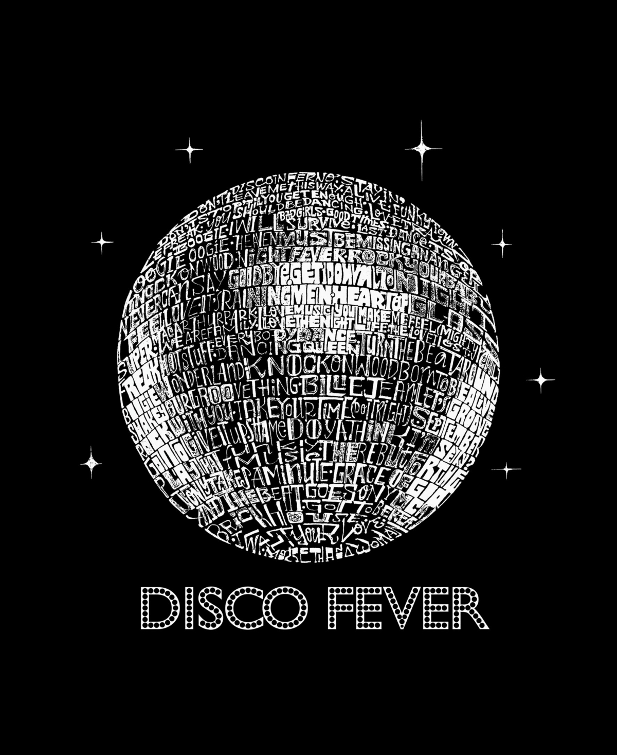 Men's Disco Ball Raglan Baseball Word Art T-shirt - Gray