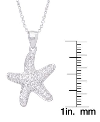 Cubic Zirconia Starfish Pendant 18" Necklace in Silver Plate