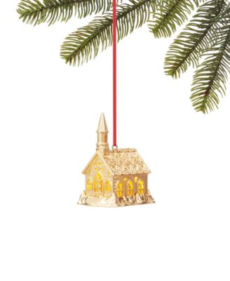 Holiday Lane - Renaissance LED Gold-Tone Church Ornament
