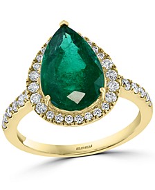 EFFY® Emerald (2-7/8 ct. t.w.) & Diamond (1/2 ct. t.w.) Teardrop Halo Ring in 14k Gold