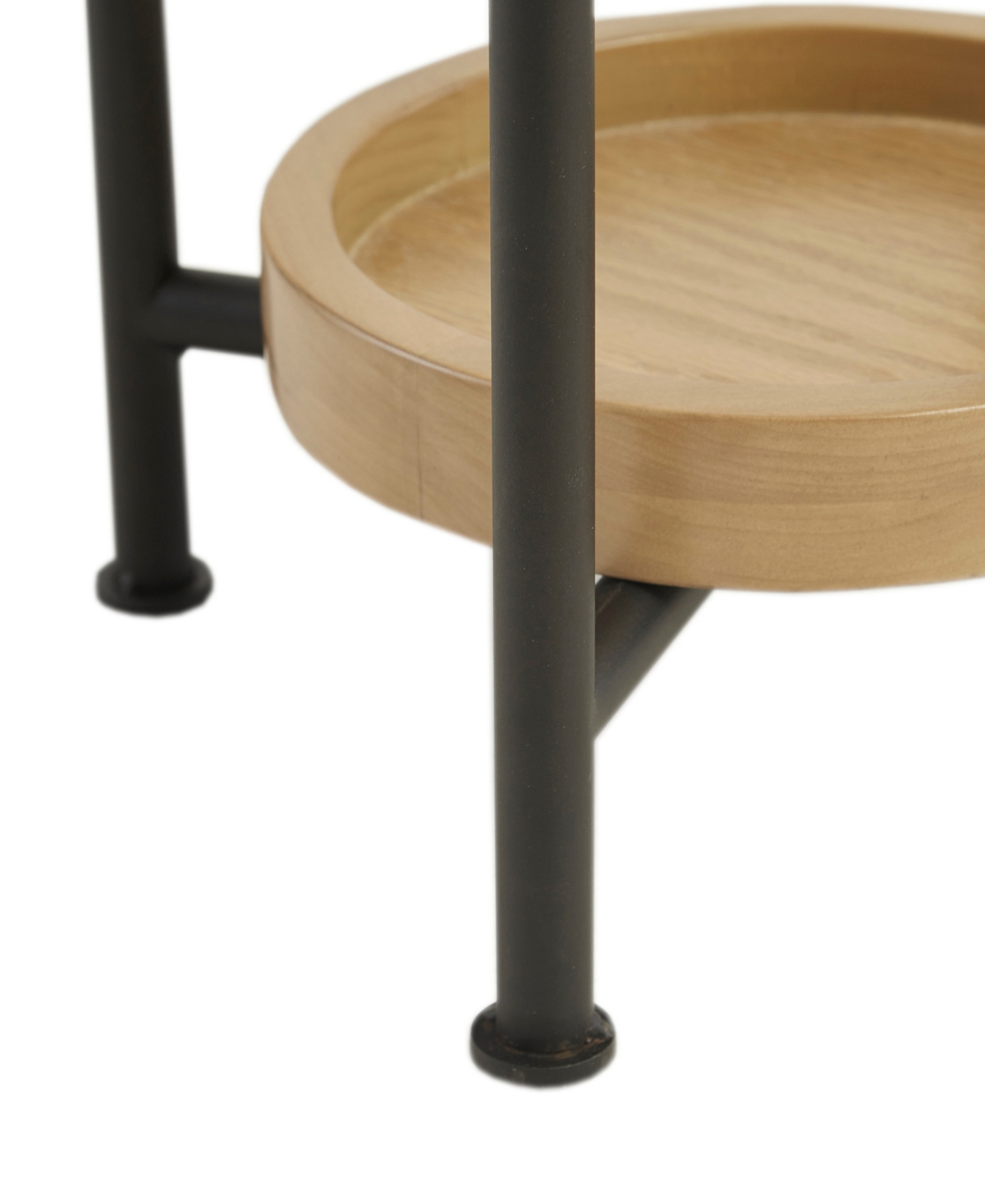 MADISON PARK BEAUMONT MODERN 20" ROUND LOWER SHELF STORAGE END TABLE WITH METAL LEGS 