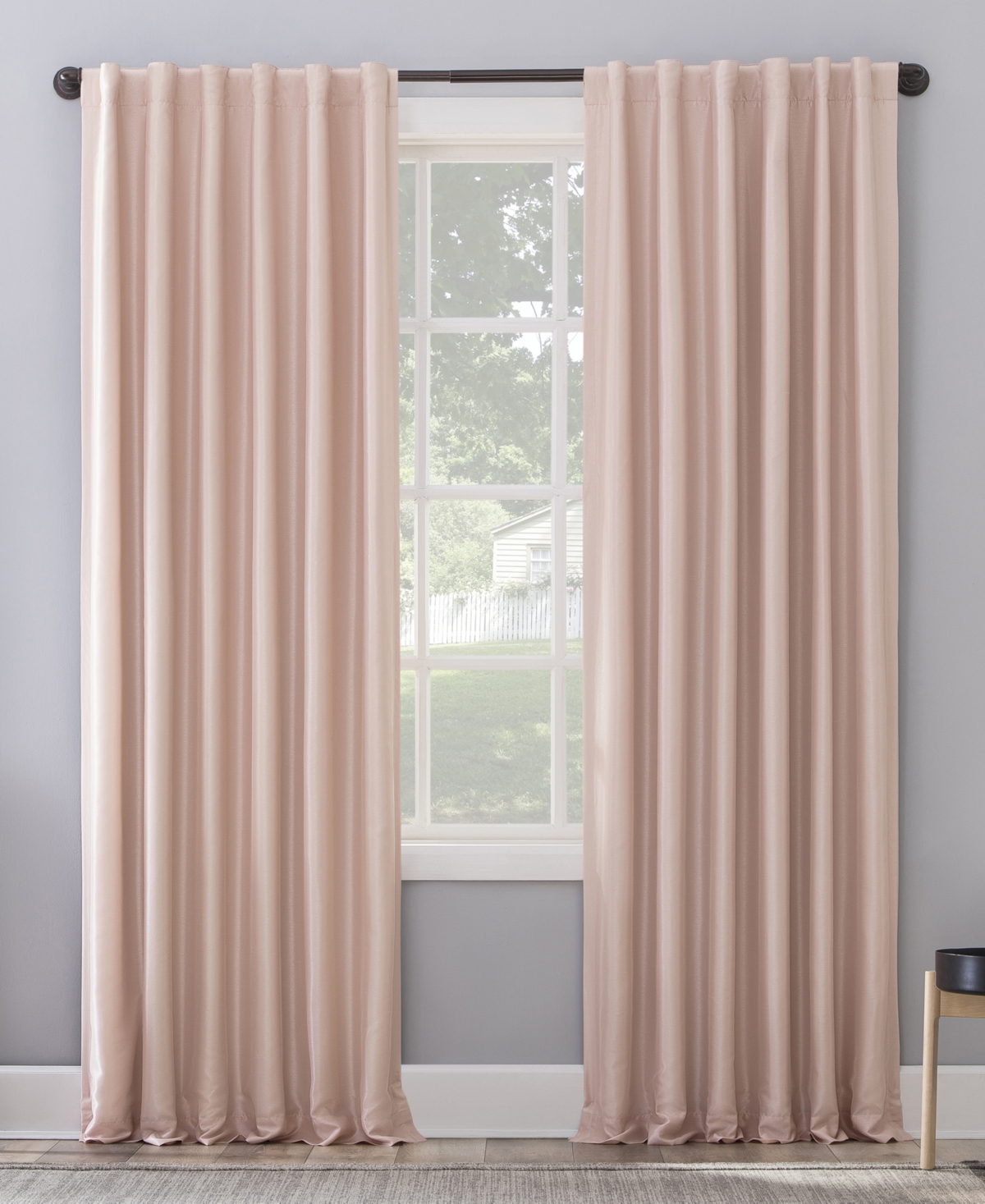 Sun Zero Evelina Faux Dupioni Silk Thermal Extreme 100% Blackout Back Tab Curtain Panel