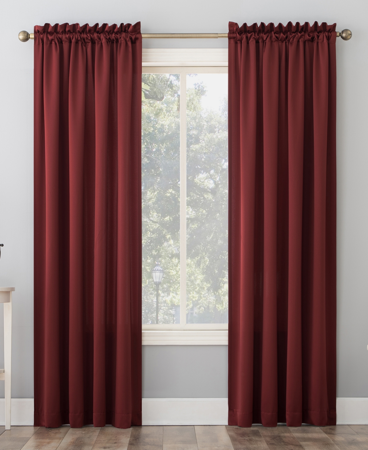 Sun Zero Grant Rod Pocket Top Curtain Panel, 54" X 84" In Wine Red