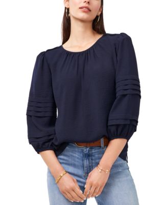 Vince Camuto Crinkle Pleated-Sleeve Blouse - Macy's