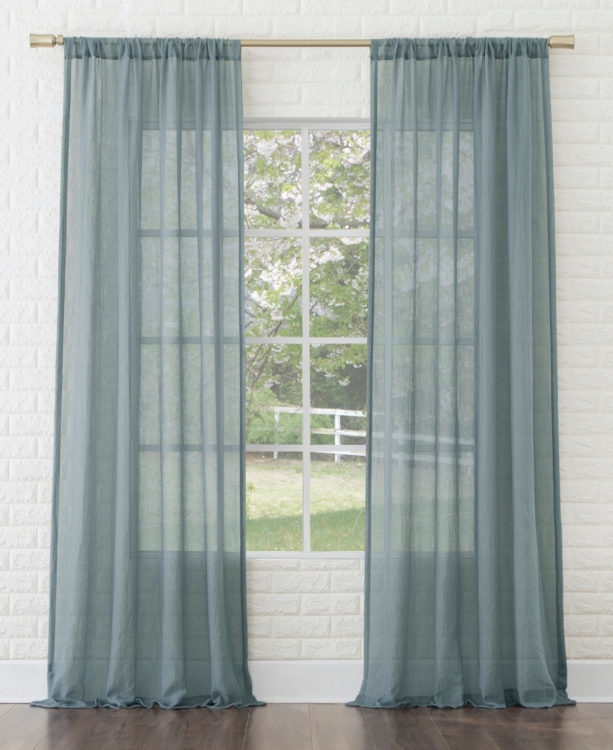 No. 918 Silvia Crushed Texture Semi-Sheer Rod Pocket Curtain Panel