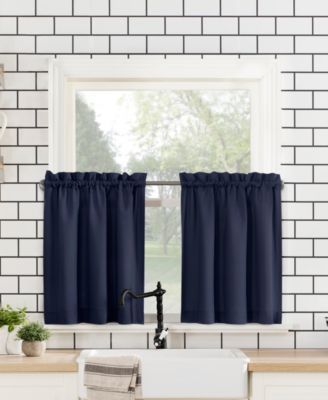Martine Microfiber Semi-Sheer Rod Pocket Kitchen Curtain Valance and Tiers Set