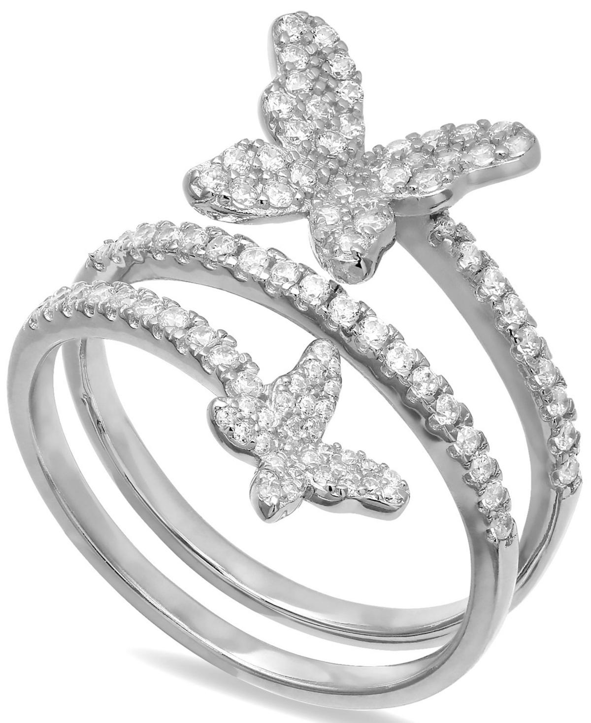 Cubic Zirconia Butterfly Wrap Ring in Sterling Silver, Created for Macy's - White