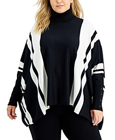 Plus Size Striped Poncho Top, Created for Macy's