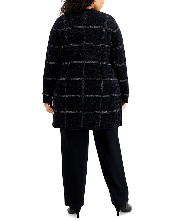 Alfani Plus Size Check Lurex Cardigan, Created for Macy's & Reviews ...