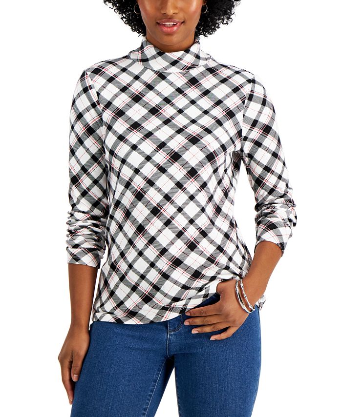 Checkered cheap turtleneck top