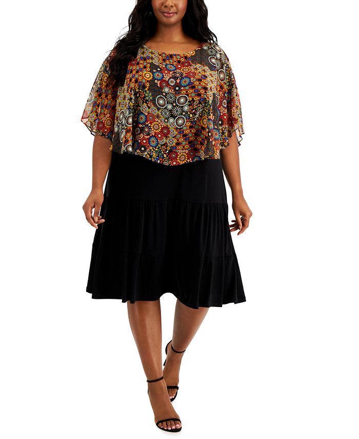 Connected Plus Size Popover Tiered Dress - Macy's
