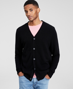 CLUB ROOM MEN'S CASHMERE V-NECK CARDIGAN, CREATED FOR MACY'S
