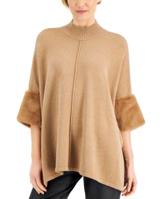 JM Collection - Faux-Fur-Cuff Sweater