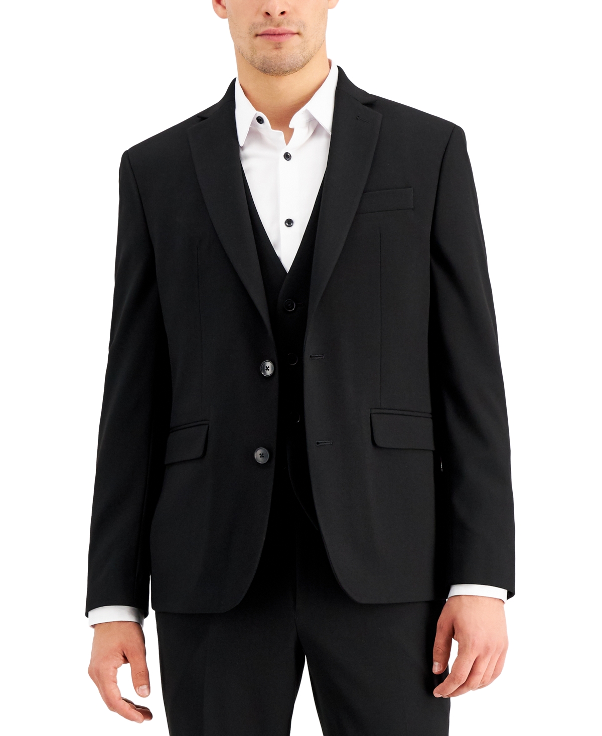 I.n.c. International Concepts Men s Slim Fit Black Solid Suit Jacket Created for Macy s Deep Black Smart Closet