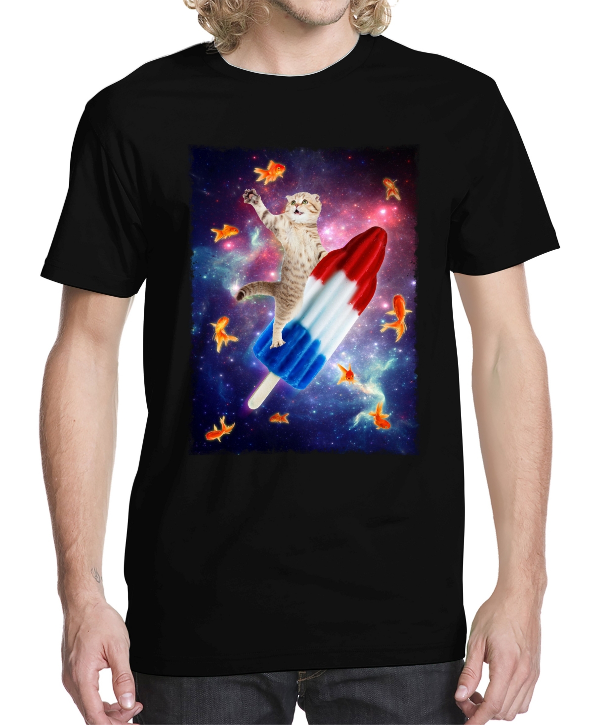 Men's Rocket Cat Graphic T-shirt - Black