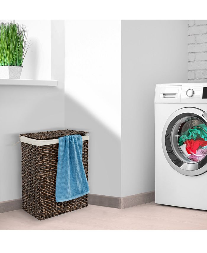 Seville Classics Foldable Rectangular Laundry Hamper with Lid & Canvas