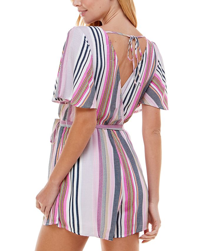 Trixxi Juniors' OpenBack Striped Romper Macy's