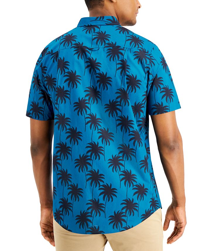 Club Room Men's Regular-Fit Palm-Print Shirt, Created for Macy's - Macy's