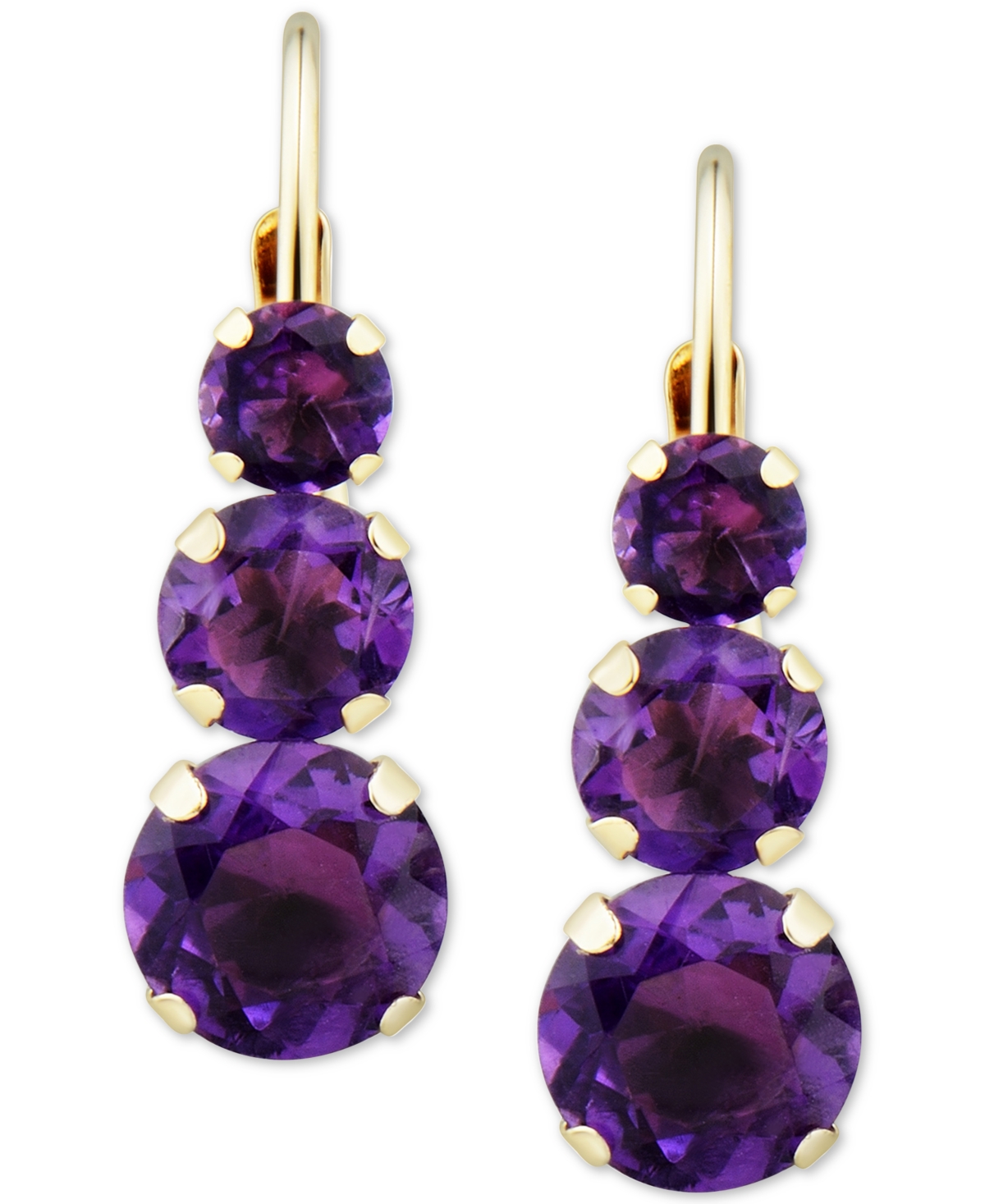 MACY'S AMETHYST TRIPLE STONE DROP EARRINGS (1-3/8 CT. T.W.) IN 14K GOLD