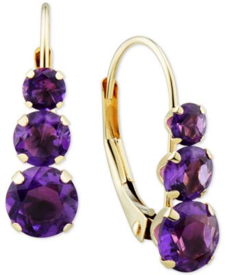 Amethyst Triple Stone Drop Earrings (1-3/8 ct. t.w.) in 14k Gold