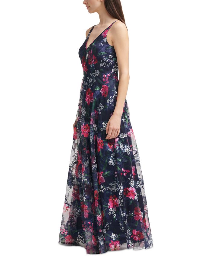 Eliza J Floral-Print Gown - Macy's