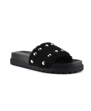 Nine West Women's Freely Studded Flat Slide Sandals Women's Shoes