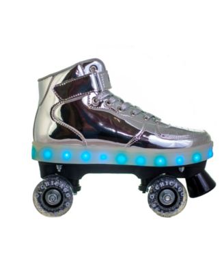 Chicago Pulse LED Light Up Quad Roller Skates, Silver - Size 4