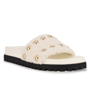 Nine West Women's Freely Studded Flat Slide Sandals Women's Shoes