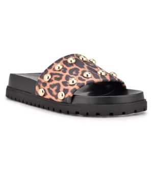 Nine West Women's Freely Studded Flat Slide Sandals Women's Shoes