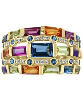 EFFY&reg; Multi-Gemstone (3-3/4 ct. t.w.) & Diamond (1/10 ct. t.w.) Statement Ring in 14k Gold