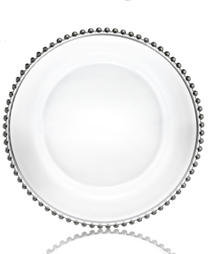 American Atelier Jay Import  Glass Silver Beaded Charger Plate