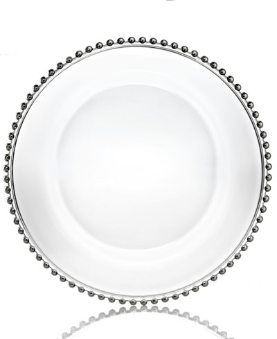 Jay Imports Glass Silver Beaded Charger Plate