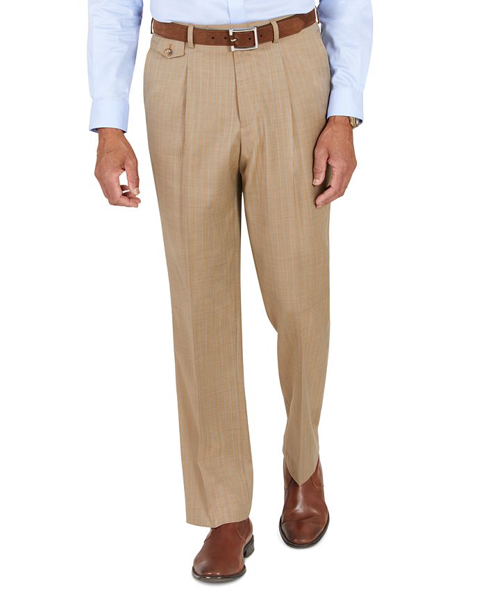 Tayion Collection Men's Classic-Fit Taupe with Teal Stripe Suit ...