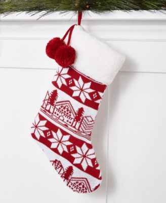 Holiday Lane - Red & White Fair Isle Knit Stocking