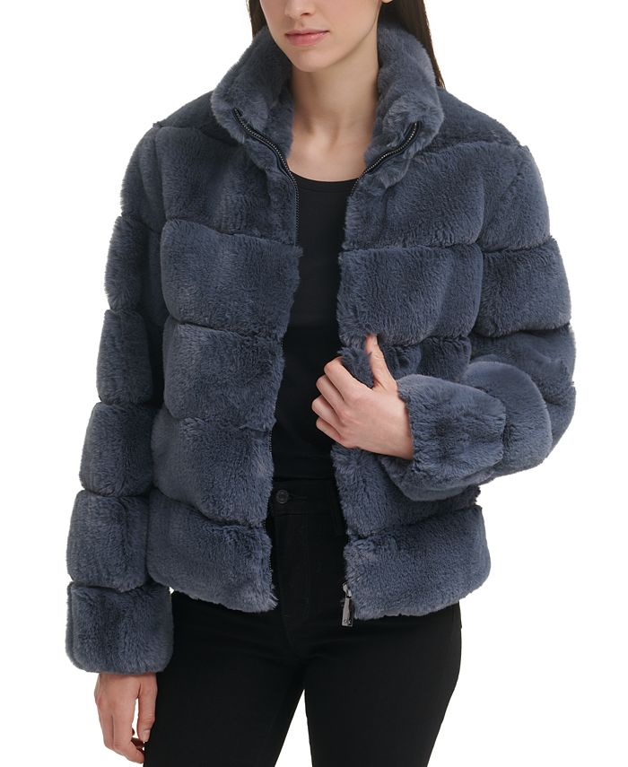 Calvin Klein Women's Faux-Fur Zip-Front Coat - Macy's