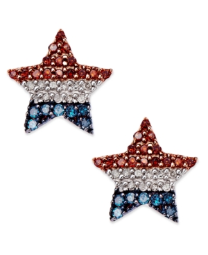 image of Diamond Flag Star Stud Earrings in Sterling Silver (1/4 ct. t.w.)