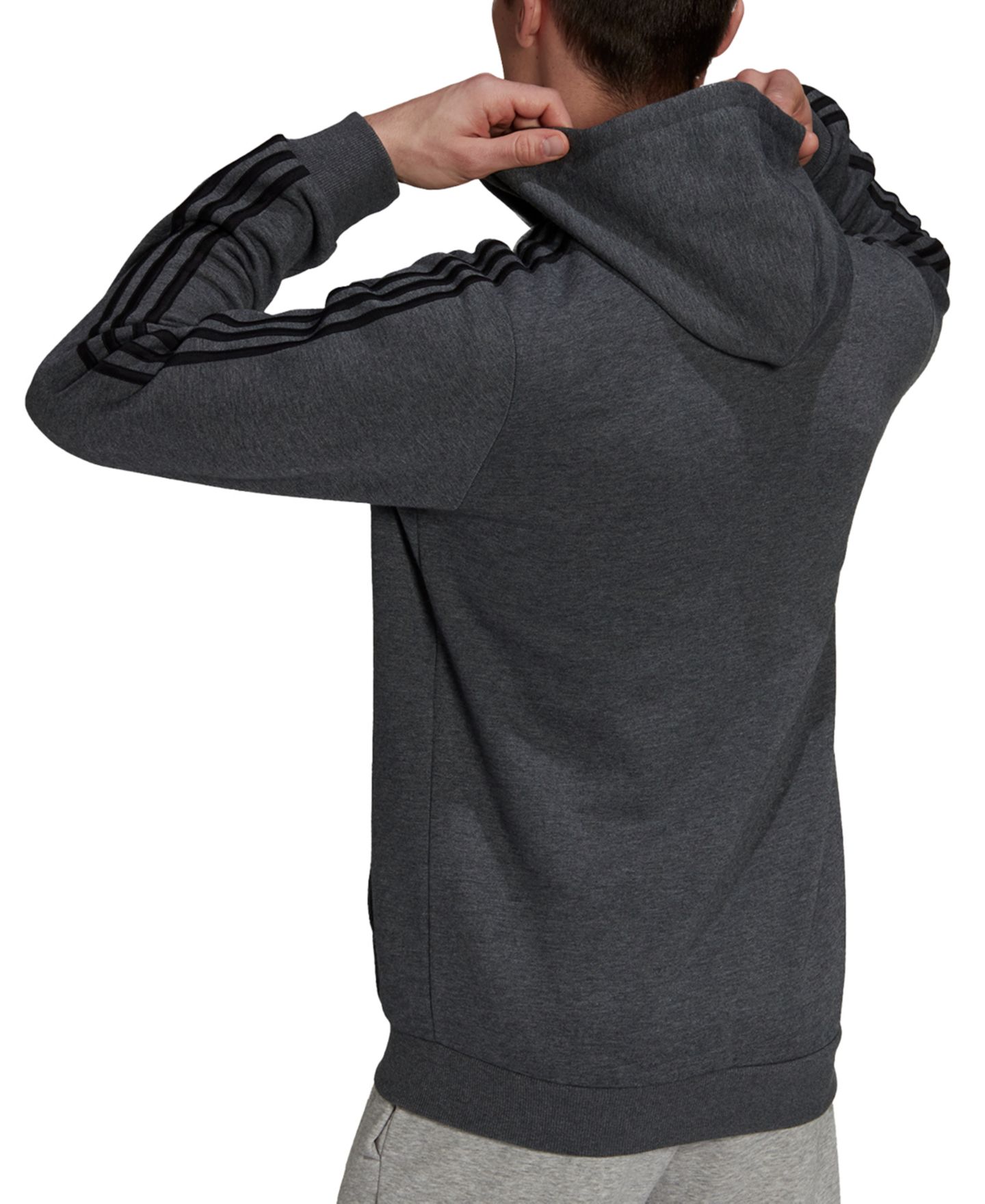 Мужское худи adidas Essentials Full-Zip, цвет: Серый меланжевый / Чёрный — фото 6