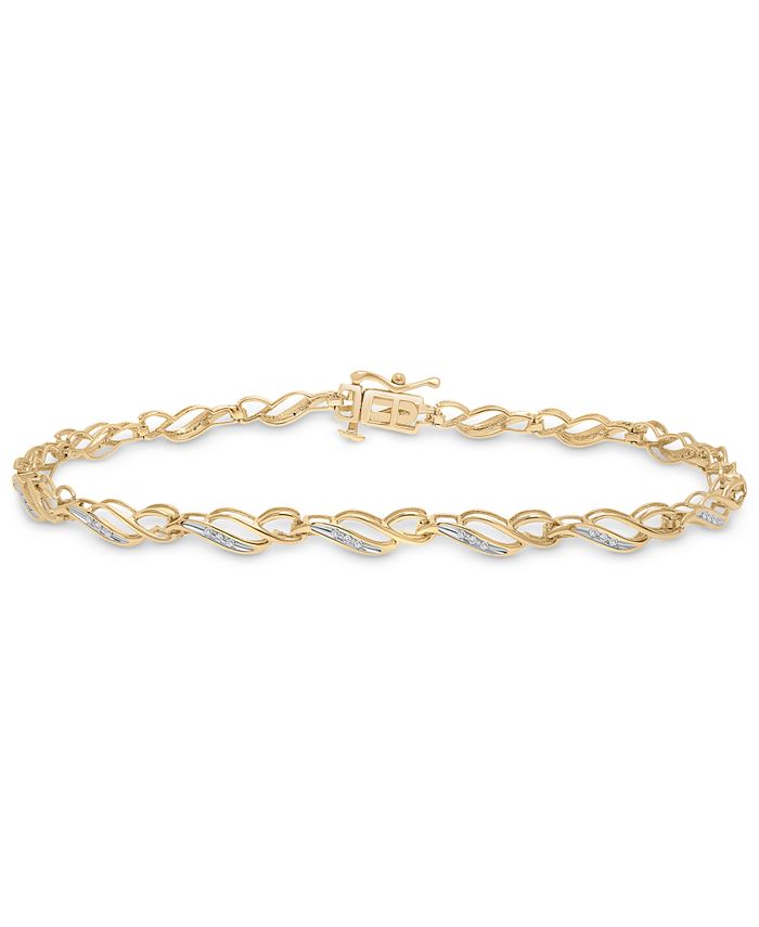 Macy's Diamond Link Bracelet (1/10 ct. t.w.) in 10k Gold Macy's