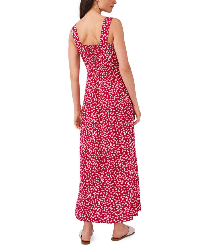 Vince Camuto Floral-Print Paneled Smocked-Back Challis Tank Dress - Macy's