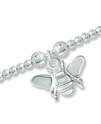 Bead Bee Charm Bracelet in Silver Plate