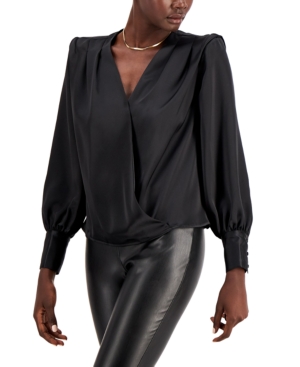 INC INTERNATIONAL CONCEPTS DRAPED SURPLICE TOP, CREATED FOR MACY'S