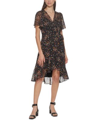 Calvin Klein - Flutter-Sleeve High-Low Dress
