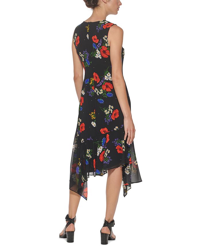 Calvin Klein Handkerchief-Hem Chiffon Dress - Macy's