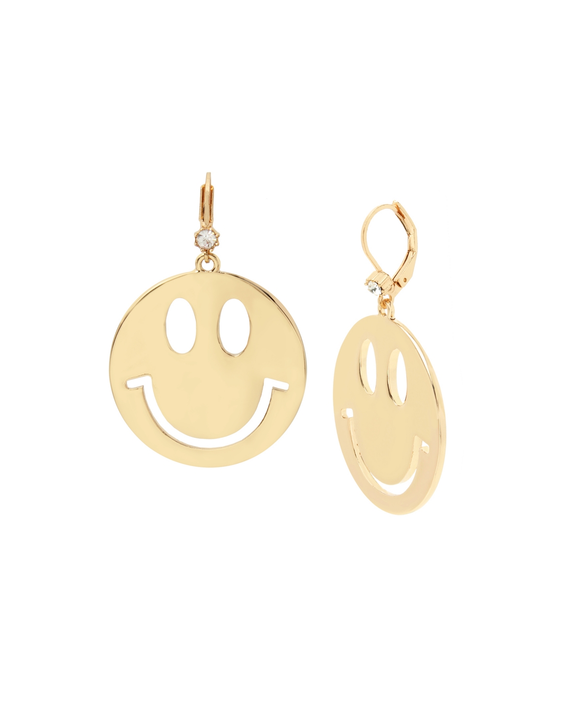 Smiley Drop Earrings - Gold Tone