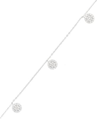 Cubic Zirconia Cluster Disc Dangle 17" Statement Necklace in Sterling Silver (Also in 14k Gold Over Silver)