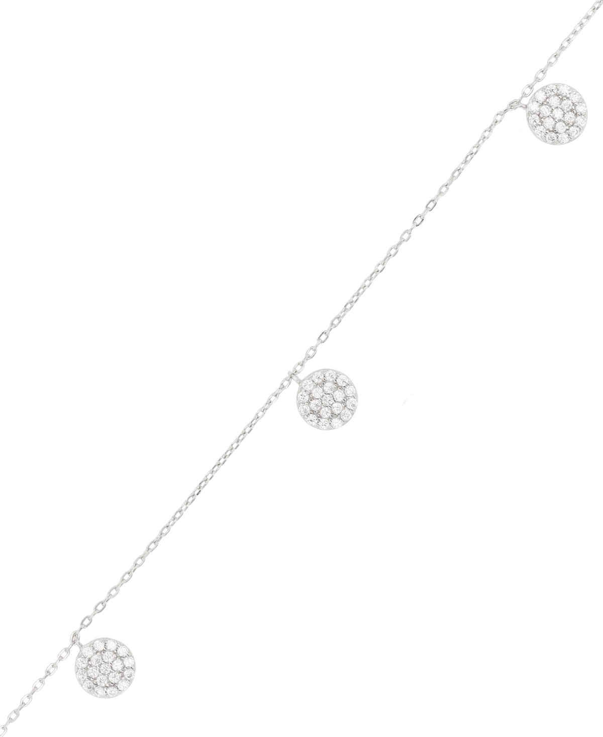 Cubic Zirconia Cluster Disc Dangle 17" Statement Necklace in Sterling Silver (Also in 14k Gold Over Silver)