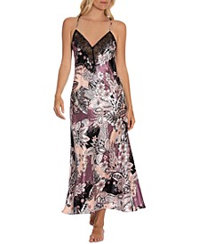 Max Paisley Solid Charmeuse Satin Nightgown