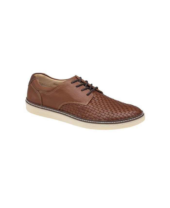 johnston & murphy mcguffey brown plain toe leather sneakers