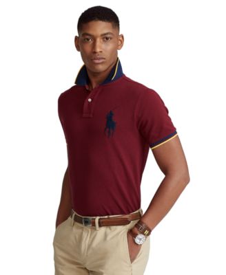 Polo Ralph Lauren Men's Custom Slim Fit Big Pony Mesh Polo Shirt - Macy's